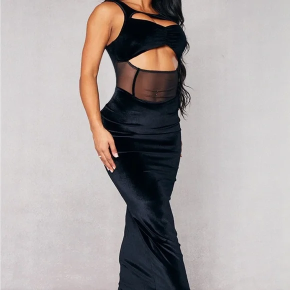 knee length dresses for ladies Kylie Black Sparkle Mesh Mini Dress main image 1